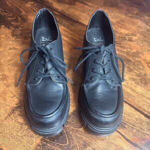 Black Dirty Laundry Leather Platform Oxfords Women 8.5  Wednesday Dark Academia
